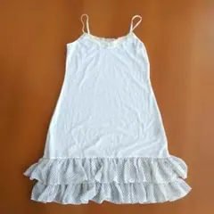 Barbie☆バービー☆ホワイト×ドット柄☆裾フリル☆キャミソール☆スリップ