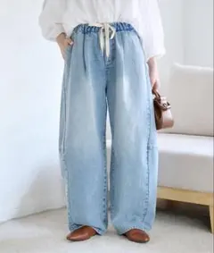 チャオパニックティピー デニムバレルイージーパンツ サックスブルーのサムネイル