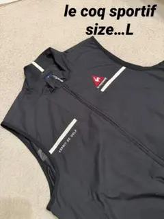 ルコックスポルティフ メンズ　ゴルフ　ウェア　フルジップ　ナイロンベスト　黒　L