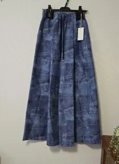 新品　未使用　【ayane】　デニム柄　パンツ　38　ウエストゴム