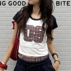 SARA チェックTシャツ ミニ丈 トップスのサムネイル