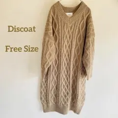 Discoat ベージュ ケーブルニットワンピース Freeサイズ