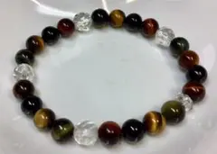 金運マルチタイガーアイ・魔除厄除オニキス・お守水晶のブレスレット18cm新品