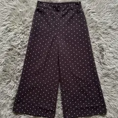 GU ドット柄ワイドパンツ ブラウン