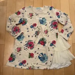 hakka kids花柄 長袖トレーナーワンピース 130