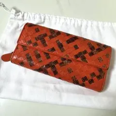 ✓ ボッテガヴェネタ 長財布 イントレチャート パイソン ピンク