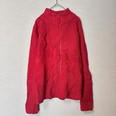 一点もの✨ X-Mail 【M】 レッド セーター ジッパー付き ハイネック 赤