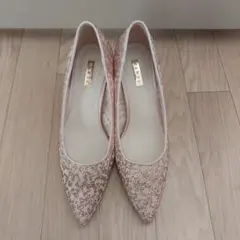 ランダ　RANDA ラメ グリッターチュールパンプス