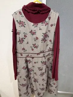 BEBE花柄チェックワンピース Lサイズ