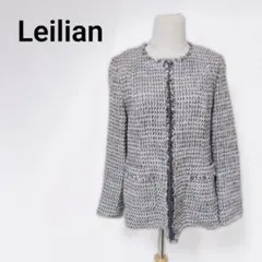 【大きいサイズ13号】Leilian レリアン ツイード ノーカラージャケット