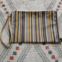 ROOTOTE ストライプ柄 フラットポーチ ストラップ付き