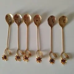 金メッキ花デザインティースプーン 6本セット　高島屋