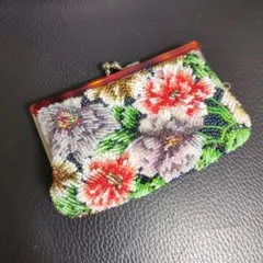 極美品 柏ビーズ がま口財布 小銭入れ 総ビーズ 花柄 伝統工芸 - メルカリ