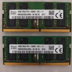 メモリ 16GB×2枚=32GB DDR4-2666 SKHynix 動作保証 - メルカリ
