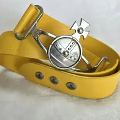 希少✨️ヴィヴィアンウエストウッド　ベルト　ビッグオーブ　レザー　イエロー