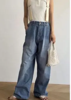 サスペンダー付きワイドデニムパンツのサムネイル