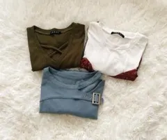 レディース トップス 3点セット（ブルー・オリーブ・ホワイト）