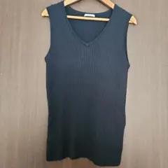 IENA ノースリーブ リブニット ダークネイビー