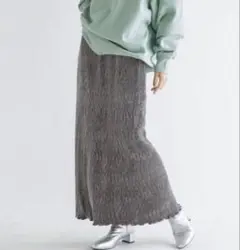 LOWRYSFARM シャイニーベロアタイトスカート　グレー