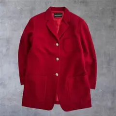 80s 90s ヴィンテージ　ウールコート 赤 金ボタン 昭和レトロ　古着