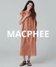 MACPHEE マカフィー　ストライプ バンドカラーシャツワンピースのサムネイル