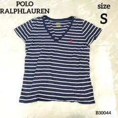 POLO RALPHLAUREN レディース　ボーダー　VネックTシャツ　S