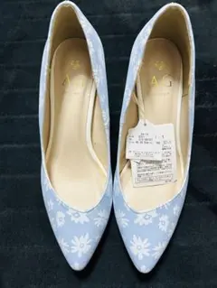 ハイヒール AG 花柄 水色 パンプス 9721 C12-06107 新品