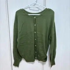 しまむら カーディガン 長袖 オリーブグリーン