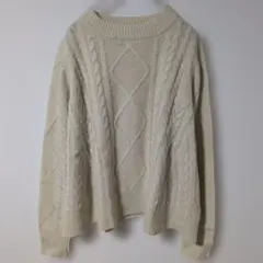 &.NOSTALGIA【M-L】長袖　ニット　鍵編み　ゆったり　ホワイト