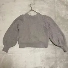 【アースミュージックエコロジー】グレー長袖ニット F背中側がリボン・空いています