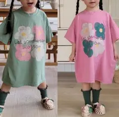 2025 新作 花柄 半袖 ワンピース ピンク 100cm 女の子 子供服