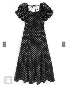 ドット柄バルーンスリーブフレアワンピース[ru1163]