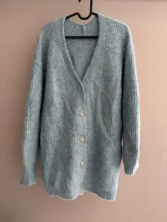 ライトブルー ニット カーディガン