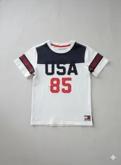トミーヒルフィガー キッズ Tシャツ 120 130 USA 85 紺 白 赤