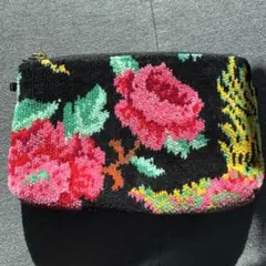FEILER フェイラー ポーチ 花柄 ブラック
