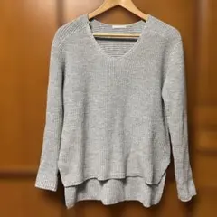 OPAQUE CLIP グレー Vネック 長袖ニット