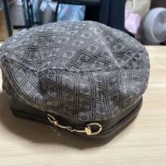 ウィゴー　ブラウン系ダイヤモンドパターンベレー帽