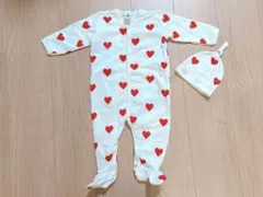 極美品　PETIT BATEAU ハート柄ロンパース 12ヶ月