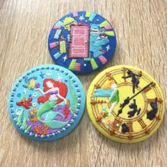 ディズニー刺繍缶バッジビスケット2リトルマーメイド モンスターズインク ピーター