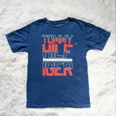 トミーヒルフィガー 半袖プリントTシャツ Ｌサイズ ネイビー