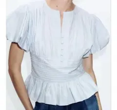 新品未使用】ZARA ストライプ柄 バルーンスリーブ ブラウス - メルカリ