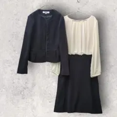 ナチュラルビューティーベーシック/セレモニー/ツイードジャケットワンピース