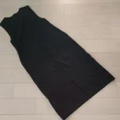 ブラック ノースリーブ ニットワンピース