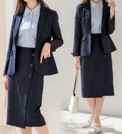 GeeRA 2点セット洗えるデザインスカートセットアップスーツ