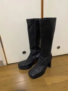 【タイムセール】卑弥呼 ブラックストレッチロングブーツ 高ヒール