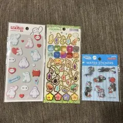 セリアシール　ベイマックスふわふわシール　ピクミン　ピングー　ウォーターシール