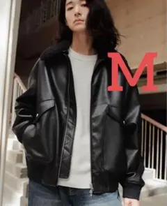 【WYM LIDNM】　ボアレザージャケット　ブラック　M