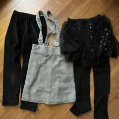 130 未使用スカパンと中古サス付きスカート、フリーススパッツ　３点セット