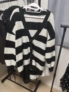 ストライプニットカーディガン
