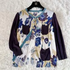 KENZO ケンゾー　花柄カーディガン　七分袖　配色カラーのサムネイル